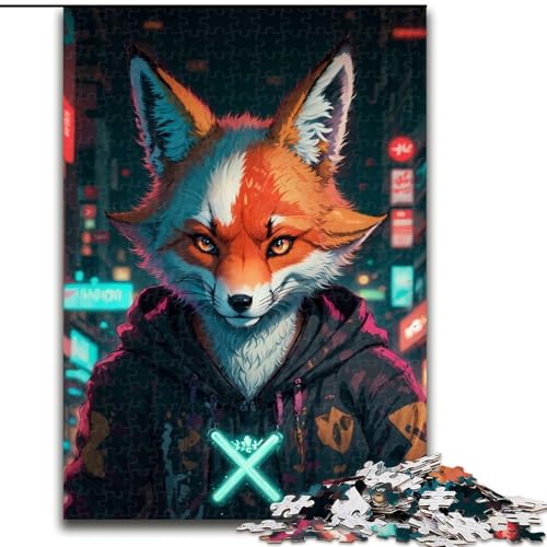 Puzzle für Erwachsene, 1000 Teile, Cyberpunk-Fuchs-Puzzle aus Karton, DIY-Geschenk zur Heimdekoration, Denksportaufgabe für Erwachsene, 1000 Teile(26x38cm) von LiJianXXR