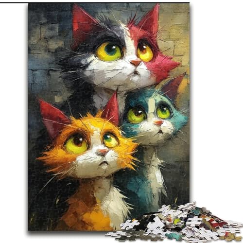 Puzzle für Erwachsene, 1000 Teile, DREI Katzen, Spielzeug, Lernspiele, Stressabbau, Eltern-Kind-Interaktion (Größe 26x38cm) von LiJianXXR