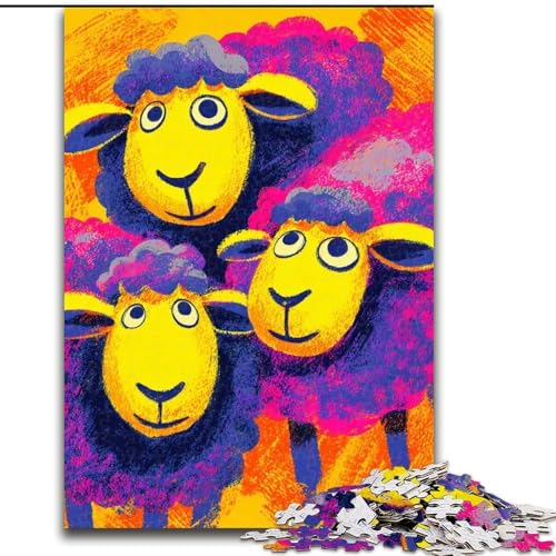 Puzzle für Erwachsene, 1000 Teile, DREI Schafe, Familienunterhaltungsspielzeug, ganze Familie, ab 14 Jahren (Größe 26x38cm) von LiJianXXR