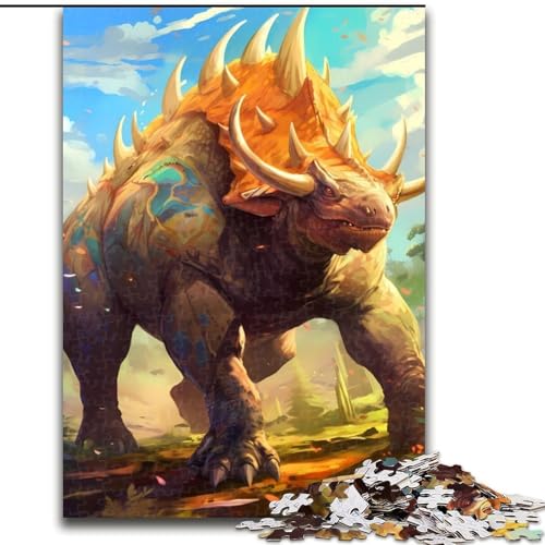 Puzzle für Erwachsene, 1000 Teile, Dinosaurier-Triceratops-Puzzle aus Holz, Familienaktivitätsspiel für Teenager, DIY-Heimdekoration, Denksportaufgabe, Geschenk, 1000 Teile(50x75cm) von LiJianXXR