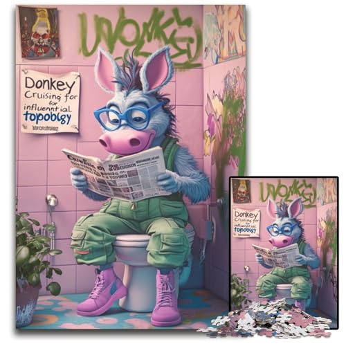 Puzzle für Erwachsene, 1000 Teile, Donkey Go Toilet, Puzzles für Erwachsene, für Teenager und Familienspaß – DIY-Denkspiel, Geschenk, 50x75cm/19,68x29,52 Zoll Puzzle für Erwachsene, 1000 Teile, Donkey Go Toilet, Puzzles für Erwachsene, für Teenager und Familienspaß – DIY-Denkspiel, Geschenk, 50x75cm/19,68x29,52 Zoll von LiJianXXR