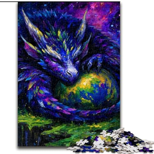 Puzzle für Erwachsene, 1000 Teile, Drache und Erde, Stressabbau, schwierige Herausforderung, Wichtelgeschenke für Kinder ab 14 Jahren (Größe 50x75cm) von LiJianXXR