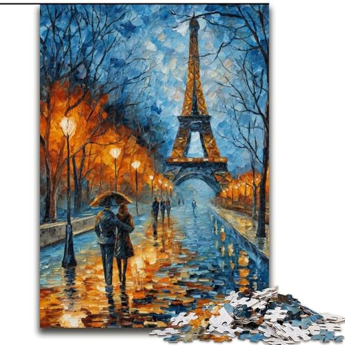 Puzzle für Erwachsene, 1000 Teile, Eiffelturm-Ölgemälde, Familienunterhaltungsspielzeug, ganze Familie, ab 14 Jahren (Größe 50x75cm) von LiJianXXR