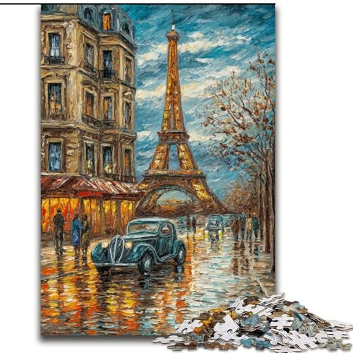 Puzzle für Erwachsene, 1000 Teile, Eiffelturm-Ölgemälde, Stressabbau, schwierige Herausforderung, Wichtelgeschenke für Kinder ab 14 Jahren (Größe 50x75cm) von LiJianXXR