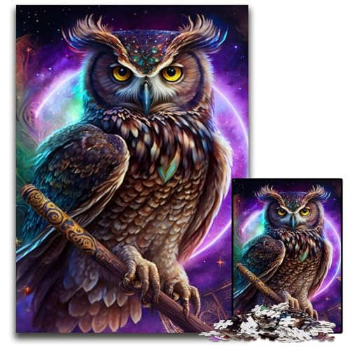 Puzzle für Erwachsene, 1000 Teile, Eulen-Unmögliches Puzzle für Erwachsene, perfekt für Halloween, Weihnachten, Geburtstagsgeschenk, 50x75cm/19,68x29,52 Zoll von LiJianXXR