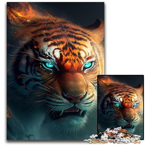 Puzzle für Erwachsene, 1000 Teile, Fantasie-Tiger, Holzpuzzle für Erwachsene, für Heimdekoration, Gehirntraining, 50x75cm/19,68x29,52 Zoll von LiJianXXR