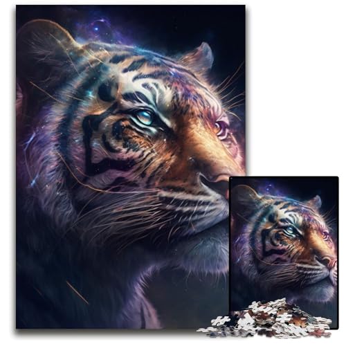 Puzzle für Erwachsene, 1000 Teile, Fantasy-Tiger, unmögliches Puzzle für Erwachsene, perfekt für Halloween, Weihnachten, Geburtstagsgeschenk, 50x75cm/19,68x29,52 Zoll von LiJianXXR