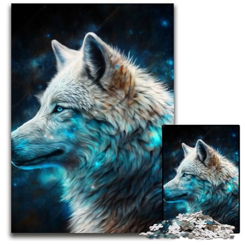 Puzzle für Erwachsene, 1000 Teile, Fantasy-Wolf, unmögliches Puzzle für Erwachsene, perfekt für Halloween, Weihnachten, Geburtstagsgeschenk, 50x75cm/19,68x29,52 Zoll von LiJianXXR