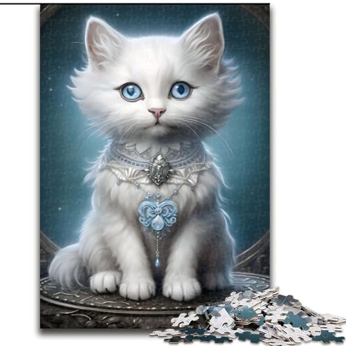Puzzle für Erwachsene, 1000 Teile, Flauschiges weißes Kätzchen, Puzzle aus Karton, anspruchsvolles Denkspiel für Teenager, perfekt als Heimdekoration oder Geschenk, 1000 Stück(26x38cm) von LiJianXXR