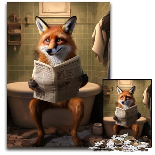 Puzzle für Erwachsene, 1000 Teile, Fuchs liest Zeitung, Puzzles für Erwachsene, für Teenager und Familienspaß – DIY-Denkspiel, Geschenk, 26x38cm/10,23x14,96 Zoll Puzzle für Erwachsene, 1000 Teile, Fuchs liest Zeitung, Puzzles für Erwachsene, für Teenager und Familienspaß – DIY-Denkspiel, Geschenk, 26x38cm/10,23x14,96 Zoll von LiJianXXR