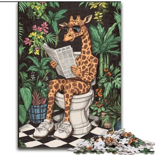 Puzzle für Erwachsene, 1000 Teile, Giraffe in der Toilette, für Kinder ab 14 Jahren, Lernspiel, Herausforderung, Spielzeug, Geschenk zum Geburtstag (Größe 50x75cm) von LiJianXXR