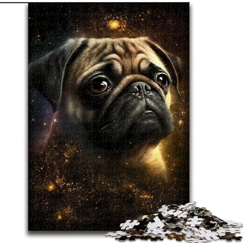 Puzzle für Erwachsene, 1000 Teile, Goldener Mops, Puzzle aus Karton, für Teenager, interaktives Familienspiel, herausforderndes Geschenk, 1000 Teile(26x38cm) von LiJianXXR