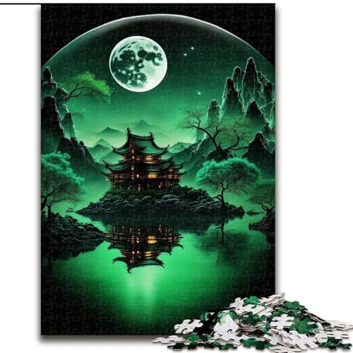 Puzzle für Erwachsene, 1000 Teile, Green Moon-Puzzle aus Karton, anspruchsvolles Denkspiel für Teenager, perfekt als Heimdekoration oder Geschenk, 1000 Stück(26x38cm) von LiJianXXR