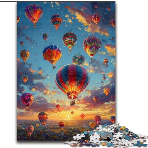 Puzzle für Erwachsene, 1000 Teile, Heißluftballon-Ölgemälde, Familienunterhaltungsspielzeug, ganze Familie, ab 14 Jahren (Größe 26x38cm) von LiJianXXR