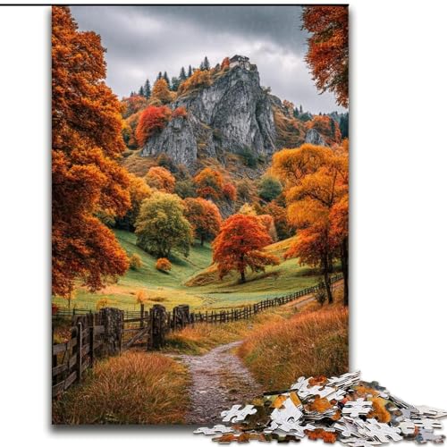 Puzzle für Erwachsene, 1000 Teile, Herbstwald, Stressabbau, schwierige Herausforderung, Wichtelgeschenke für Kinder ab 14 Jahren (Größe 26x38cm) von LiJianXXR