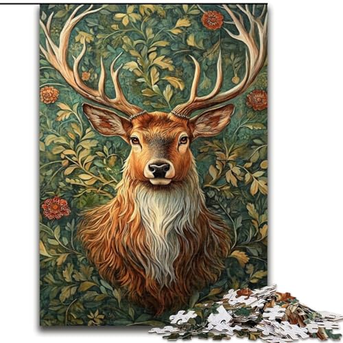 Puzzle für Erwachsene, 1000 Teile, Hirsch-Ölgemälde, Spielzeug, Lernspiele, Stressabbau, Eltern-Kind-Interaktion (Größe 50x75cm) von LiJianXXR