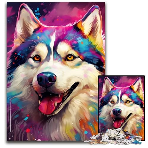 Puzzle für Erwachsene, 1000 Teile, Husky, anspruchsvolle Puzzles, Heimdekoration und Urlaubsspaß, 50x75cm/19,68x29,52 Zoll von LiJianXXR