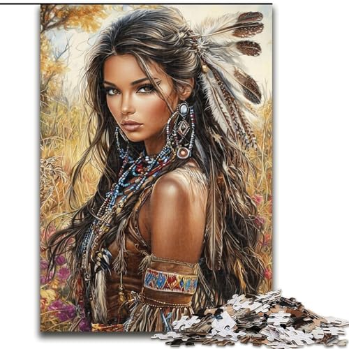 Puzzle für Erwachsene, 1000 Teile, Indianerprinzessin, Familienspiel, Stressabbau, schwierige Herausforderung, EIN Kunstwerk für Kinder ab 14 Jahren (Größe 50x75cm) von LiJianXXR
