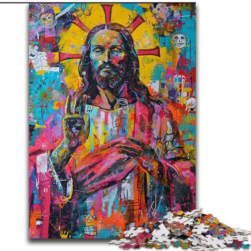 Puzzle für Erwachsene, 1000 Teile, Jesus-Graffiti, Stressabbau, schwierige Herausforderung, Wichtelgeschenke für Kinder ab 14 Jahren (Größe 26x38cm) von LiJianXXR