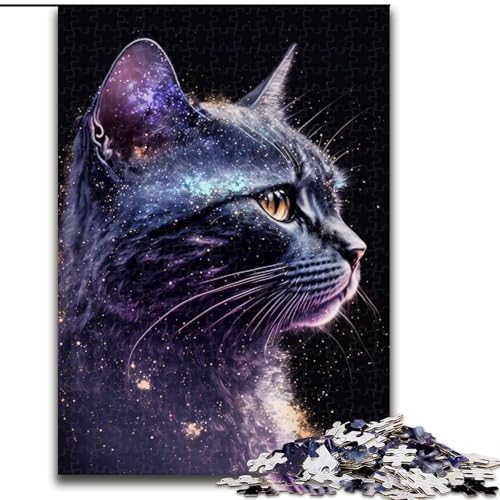 Puzzle für Erwachsene, 1000 Teile, Katze im kosmischen Nebel, aus Holz, interaktives Familienspiel, geeignet für Kinder ab 14 Jahren, 50x75cm, Weihnachten oder Geburtstage von LiJianXXR