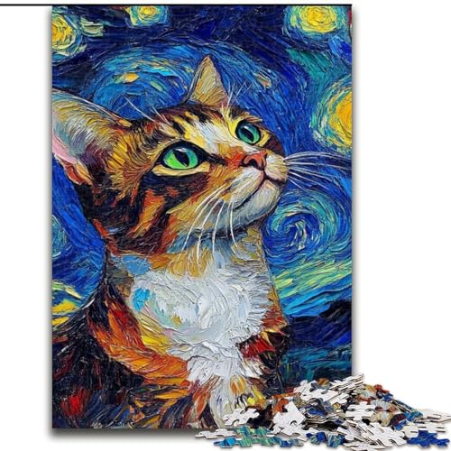 Puzzle für Erwachsene, 1000 Teile, Katzen-Nachthimmel, aus Holz, für Jugendliche ab 14 Jahren, Heimdekoration, 50x75cm, Kunstwerk-Dekor, Intelligenzspielzeug für Familien-Indoor-Spiele Puzzle für Erwachsene, 1000 Teile, Katzen-Nachthimmel, aus Holz, für Jugendliche ab 14 Jahren, Heimdekoration, 50x75cm, Kunstwerk-Dekor, Intelligenzspielzeug für Familien-Indoor-Spiele von LiJianXXR