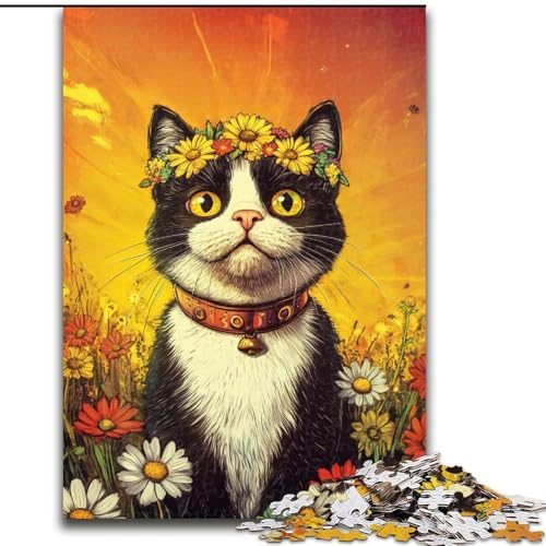 Puzzle für Erwachsene, 1000 Teile, Katzen und Blumen, Spielzeug, Lernspiele, Stressabbau, Eltern-Kind-Interaktion (Größe 50x75cm) von LiJianXXR