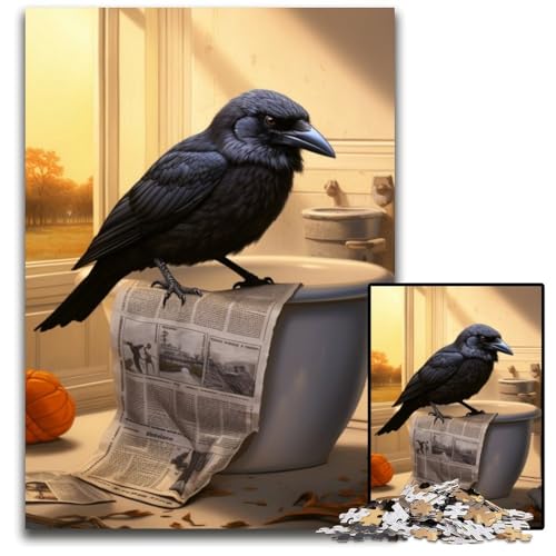 Puzzle für Erwachsene, 1000 Teile, Krähe liest Zeitung, Puzzles für Erwachsene, für Teenager und Familienspaß – DIY-Denkspiel, Geschenk, 50x75cm/19,68x29,52 Zoll von LiJianXXR