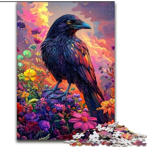 Puzzle für Erwachsene, 1000 Teile, Krähen und Blumen, Familienunterhaltungsspielzeug, ganze Familie, ab 14 Jahren (Größe 26x38cm) von LiJianXXR