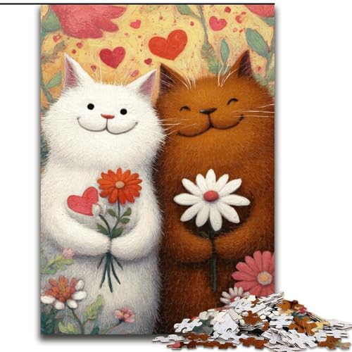 Puzzle für Erwachsene, 1000 Teile, Kunstkatze, Familienspiel, Stressabbau, schwierige Herausforderung, EIN Kunstwerk für Kinder ab 14 Jahren (Größe 26x38cm) von LiJianXXR