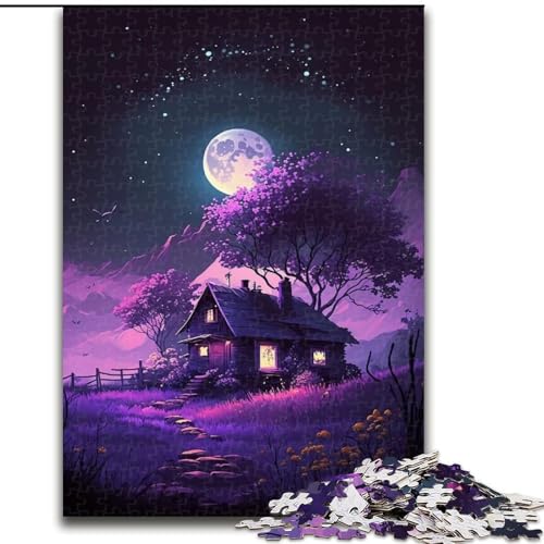 Puzzle für Erwachsene, 1000 Teile, Lavendelhaus aus Holz, perfekte Dekoration für Zuhause oder das Büro, 50x75cm, DIY-Kunstdekor von LiJianXXR