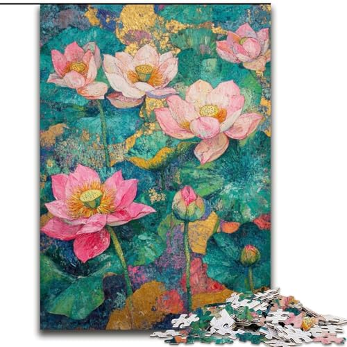 Puzzle für Erwachsene, 1000 Teile, Lotus-Kunst, Stressabbau, schwierige Herausforderung, Wichtelgeschenke für Kinder ab 14 Jahren (Größe 50x75cm) von LiJianXXR