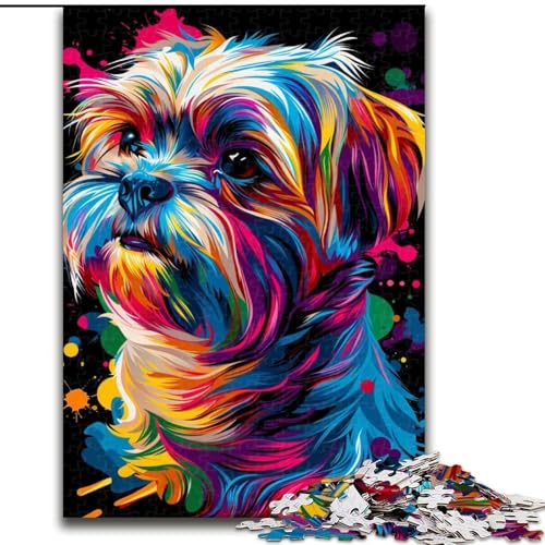 Puzzle für Erwachsene, 1000 Teile, Malteser-Hundekunst, aus Holz, für Jugendliche ab 14 Jahren, Heimdekoration, 50x75cm, Kunstwerk-Dekor, Intelligenzspielzeug für Familien-Indoor-Spiele von LiJianXXR