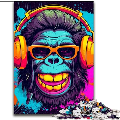 Puzzle für Erwachsene, 1000 Teile, Monkey DJ Music, aus Holz, Kinder ab 14 Jahren, 50x75cm, Lernspielzeug für Teenager, Dekoration für Zuhause und das Büro von LiJianXXR