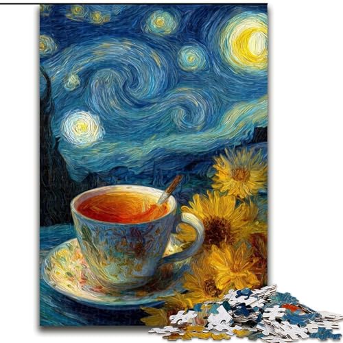 Puzzle für Erwachsene, 1000 Teile, Nachthimmel, Kaffee, Spielzeug, Lernspiele, Stressabbau, Eltern-Kind-Interaktion (Größe 50x75cm) von LiJianXXR