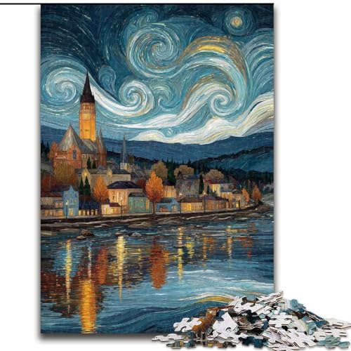 Puzzle für Erwachsene, 1000 Teile, Nachthimmel, Stadtbild, Familienunterhaltungsspielzeug, ganze Familie, ab 14 Jahren (Größe 50x75cm) von LiJianXXR