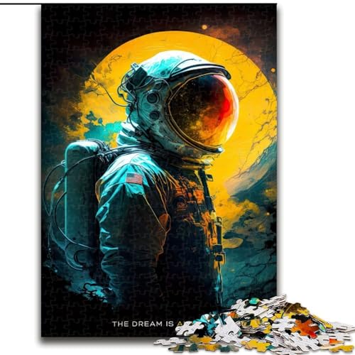 Puzzle für Erwachsene, 1000 Teile, Neon-Astronaut mit Sonne, Puzzle aus Holz, ideal für Büro, Schlafzimmer, Wohnzimmer-Dekor, 1000 Teile(50x75cm) von LiJianXXR