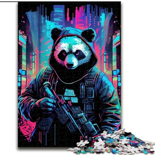 Puzzle für Erwachsene, 1000 Teile, Neon-Panda-Puzzle aus Karton, Spielzeug, Geschenk, pädagogisches, intellektuelles, entspannendes Familienspiel, 1000 Teile(26x38cm) von LiJianXXR