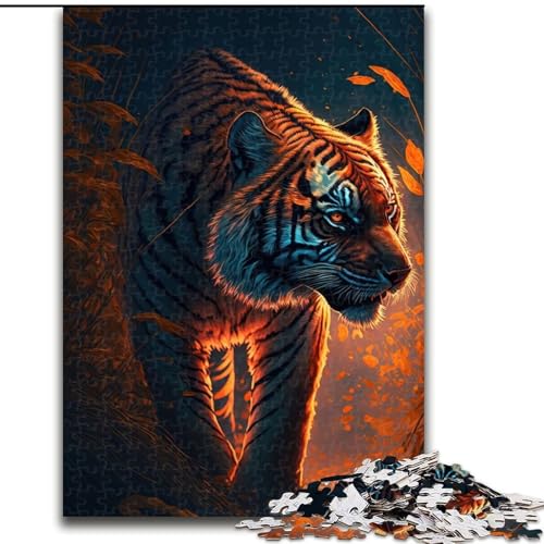 Puzzle für Erwachsene, 1000 Teile, Neon-Tiger-Puzzle aus Karton, anspruchsvolles DIY-Denkspiel, interaktives Familienspiel, 1000 Teile(26x38cm) von LiJianXXR