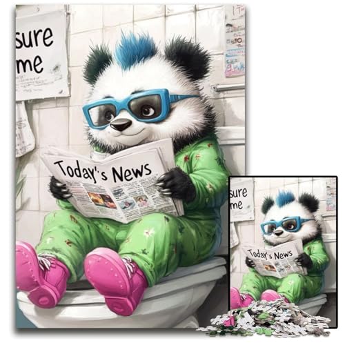 Puzzle für Erwachsene, 1000 Teile, Panda Go Toilet, Holzpuzzle für Erwachsene, für Heimdekoration, Gehirntraining, 50x75cm/19,68x29,52 Zoll Puzzle für Erwachsene, 1000 Teile, Panda Go Toilet, Holzpuzzle für Erwachsene, für Heimdekoration, Gehirntraining, 50x75cm/19,68x29,52 Zoll von LiJianXXR