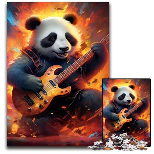 Puzzle für Erwachsene, 1000 Teile, Panda spielt Gitarre, anspruchsvolle Puzzles, perfekt für Teenager und Sammler, ideale Heimdekoration und Reisegeschenk, 50x75cm/19,68x29,52 Zoll von LiJianXXR
