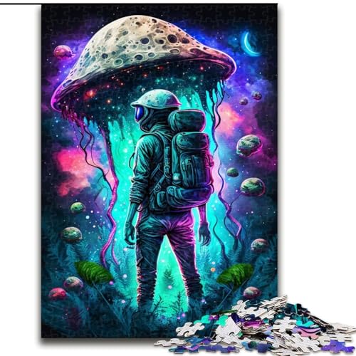 Puzzle für Erwachsene, 1000 Teile, Pilz-Weltraumforscher, aus Holz, für Teenager ab 14 Jahren, Heimdekoration, 50x75cm, Kunstwerk-Dekor, Intelligenzspielzeug für Familien-Indoor-Spiele von LiJianXXR