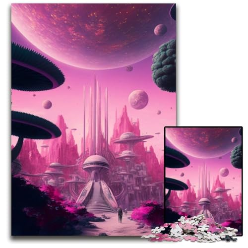 Puzzle für Erwachsene, 1000 Teile, Pink Planet, Unmögliches Puzzle für Erwachsene, perfekt für Halloween, Weihnachten, Geburtstagsgeschenk, 26x38cm/10,23x14,96 Zoll Puzzle für Erwachsene, 1000 Teile, Pink Planet, Unmögliches Puzzle für Erwachsene, perfekt für Halloween, Weihnachten, Geburtstagsgeschenk, 26x38cm/10,23x14,96 Zoll von LiJianXXR