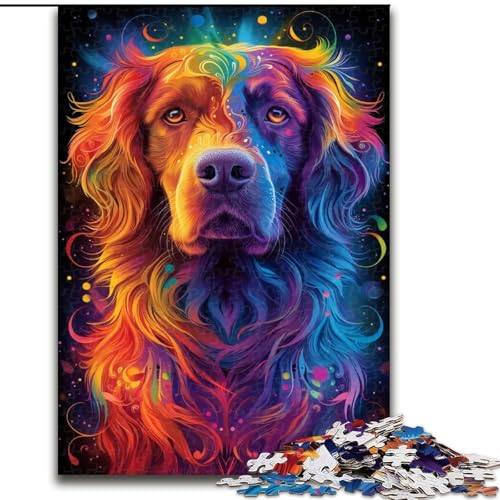 Puzzle für Erwachsene, 1000 Teile, Psychedelischer Hund, Stressabbau, schwierige Herausforderung, Wichtelgeschenke für Kinder ab 14 Jahren (Größe 50x75cm) von LiJianXXR
