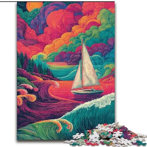 Puzzle für Erwachsene, 1000 Teile, Psychedelisches Boot, für Kinder ab 14 Jahren, Lernspiel, Herausforderung, Spielzeug, Geschenk zum Geburtstag (Größe 26x38cm) von LiJianXXR