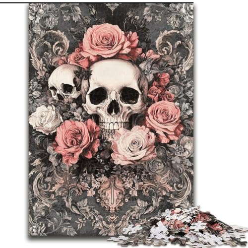 Puzzle für Erwachsene, 1000 Teile, Retro-Totenkopf, Stressabbau, schwierige Herausforderung, Wichtelgeschenke für Kinder ab 14 Jahren (Größe 26x38cm) von LiJianXXR