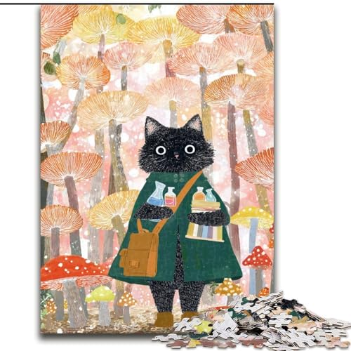 Puzzle für Erwachsene, 1000 Teile, Schwarze Katze, Spielzeug, Lernspiele, Stressabbau, Eltern-Kind-Interaktion (Größe 50x75cm) von LiJianXXR