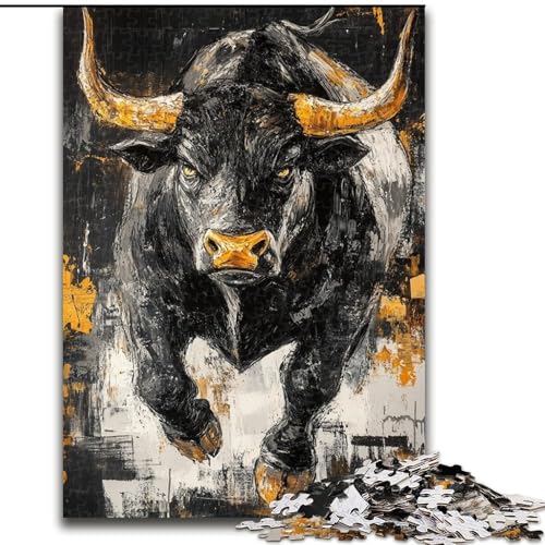 Puzzle für Erwachsene, 1000 Teile, Schwarzer Goldbulle, Stressabbau, schwierige Herausforderung, Wichtelgeschenke für Kinder ab 14 Jahren (Größe 26x38cm) von LiJianXXR