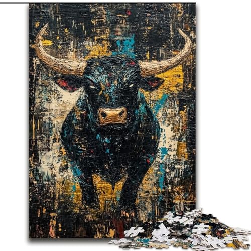 Puzzle für Erwachsene, 1000 Teile, Schwarzer Goldbulle, Stressabbau, schwierige Herausforderung, Wichtelgeschenke für Kinder ab 14 Jahren (Größe 50x75cm) von LiJianXXR