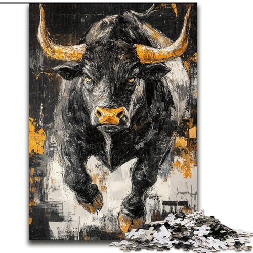 Puzzle für Erwachsene, 1000 Teile, Schwarzgold-Bulle, Spielzeug, Lernspiele, Stressabbau, Eltern-Kind-Interaktion (Größe 50x75cm) von LiJianXXR
