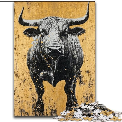 Puzzle für Erwachsene, 1000 Teile, Schwarzgold-Bulle, für Kinder ab 14 Jahren, Lernspiel, Herausforderung, Spielzeug, Geschenk zum Geburtstag (Größe 26x38cm) von LiJianXXR